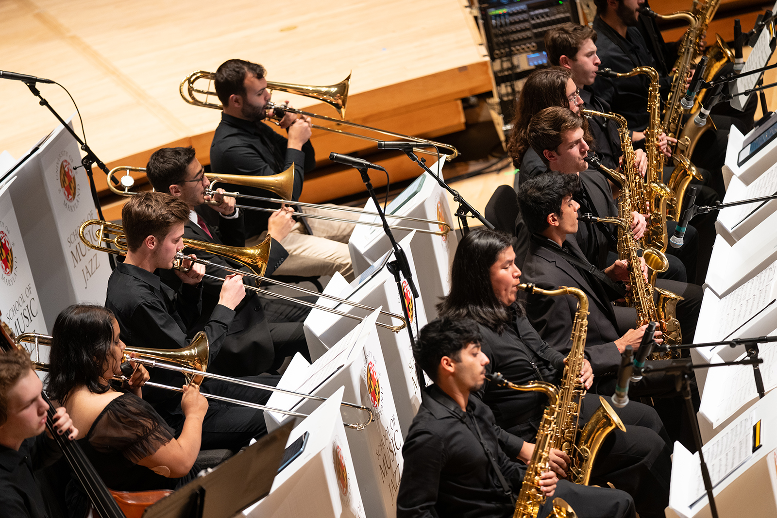 UMD jazz ensemble performs on stage.